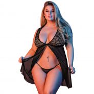 Magic Silk Fly Away Babydoll Set i Spets Plus Size