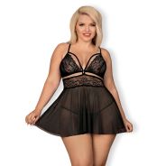 Obsessive Black Babydoll Set Plus-Size