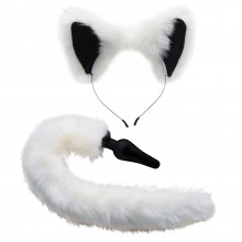 Tailz White Fox Tail Analplug och Öron  1