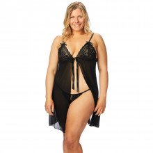 NORTIE Gro Babydoll i Svart Spets Set Plus-Size