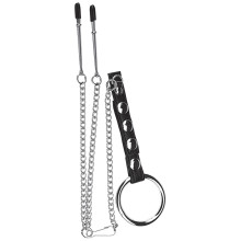 Blue Line C&B Gear penisring med bröstvårtspincett Produktbild 1