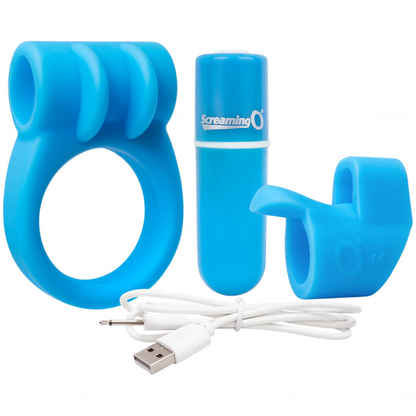 Screaming O Uppladdningsbar Kombo Kit Penisring och Fingervibrator  2