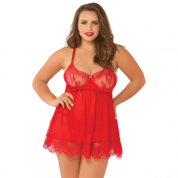 Seven til Midnight High Bed of Roses Babydoll Set Plus Size  1