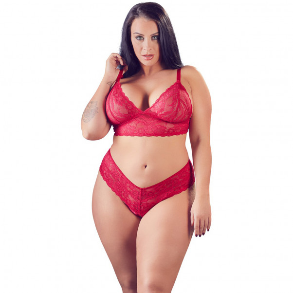 Cottelli Spets BH-set Röd Plus Size  1