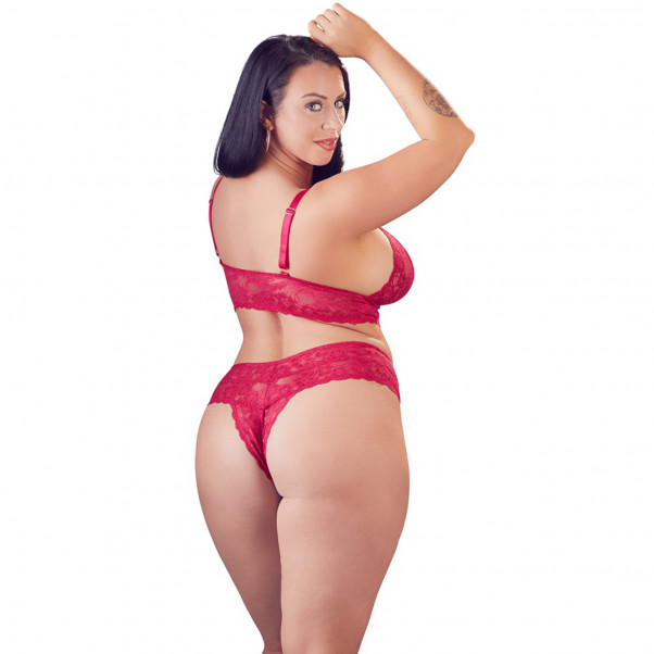 Cottelli Spets BH-set Röd Plus Size  3