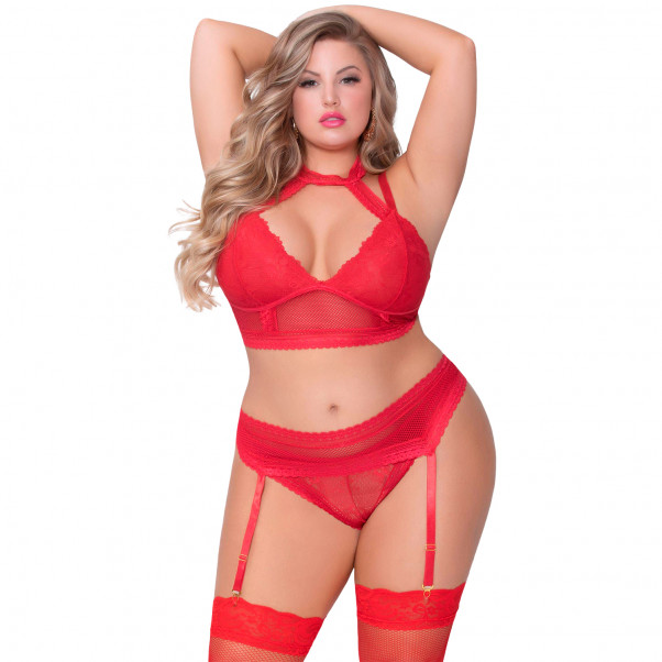 Seven til Midnight Halterneck BH-Set Plus Size Röd  1