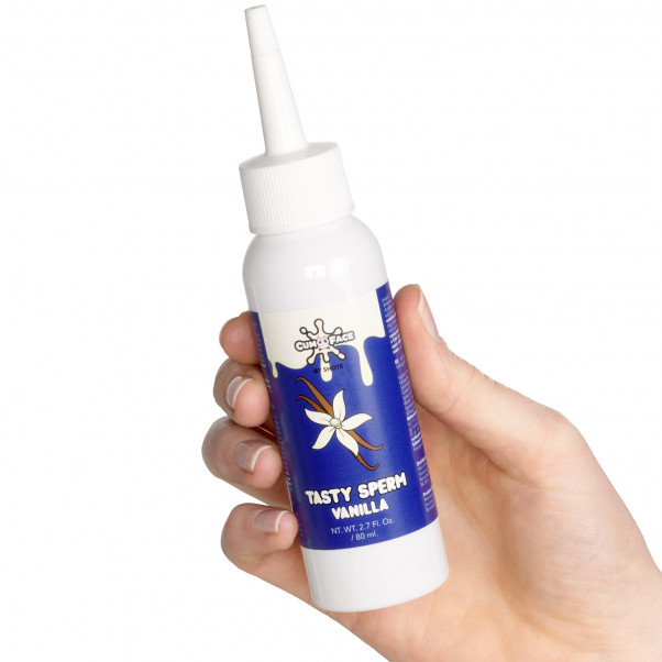 Cum Face Tasty Sperm Vanilla Flavoured Liquid 80 ml Produktbild i hand 50