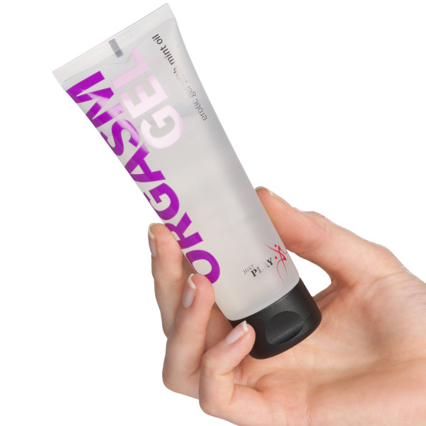 Just Play Mint Oil Orgasmgel 80 ml Produktbild i hand 50