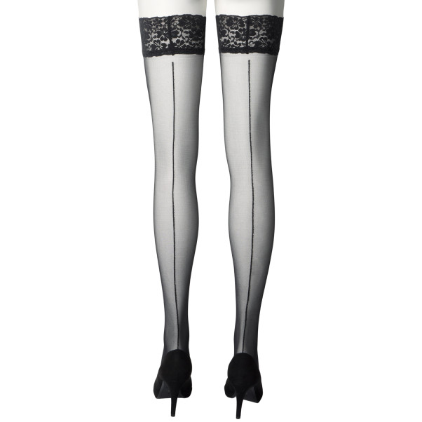 NORTIE Sage Stay-Ups med Spetsfåll och Baksöm Produktbild 6