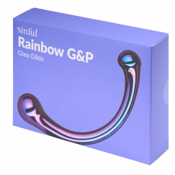 Sinful Rainbow G&P Glass Dildo 17 cm Produktförpackning 90