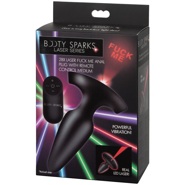 Booty Sparks Laser Series Fuck Me Medium Fjärrstyrd Analplugg Produktförpackning 90