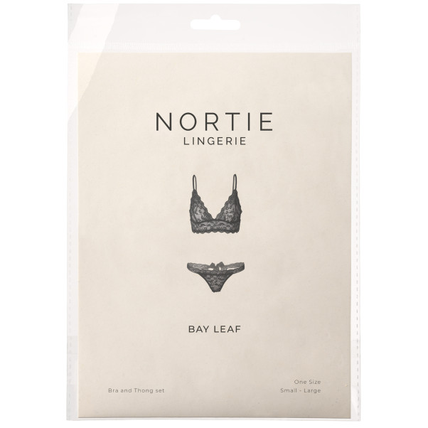 NORTIE Bay Leaf Svart BH och Stringtrosa Set Produktförpackning 90