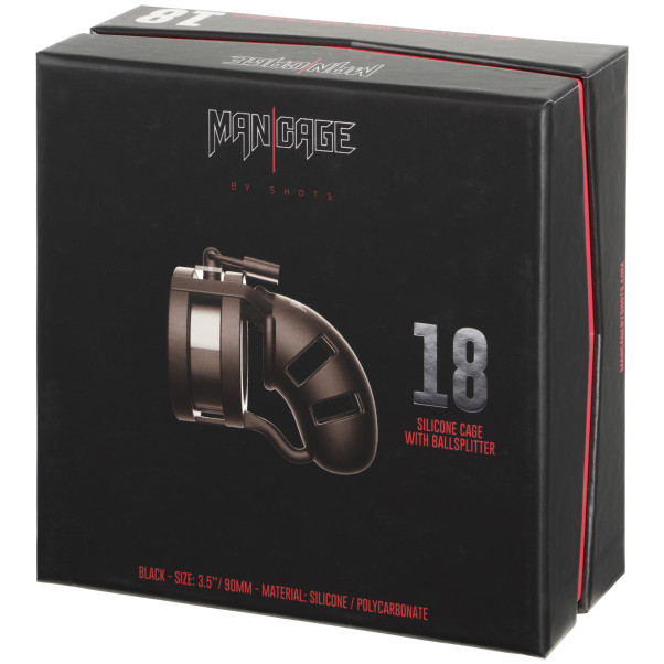 Mancage 18 Kyskhetsbur med Testikeldelare Produktförpackning 90