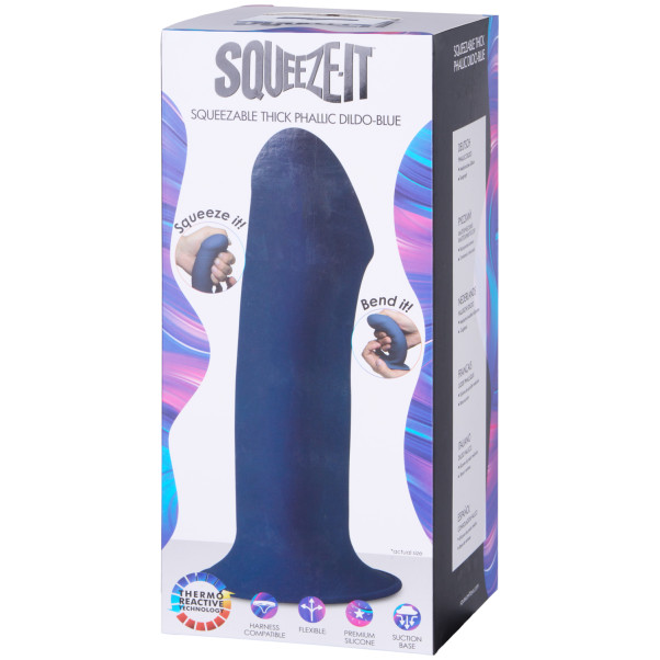 Squeeze-It Squeezable Blue Dildo 18,5 cm Produktförpackning 90