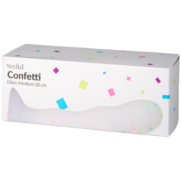 Sinful Confetti Dildo Medium 18 cm Produktförpackning 90