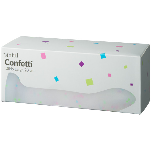 Sinful Confetti Dildo Large 20 cm Produktförpackning 90