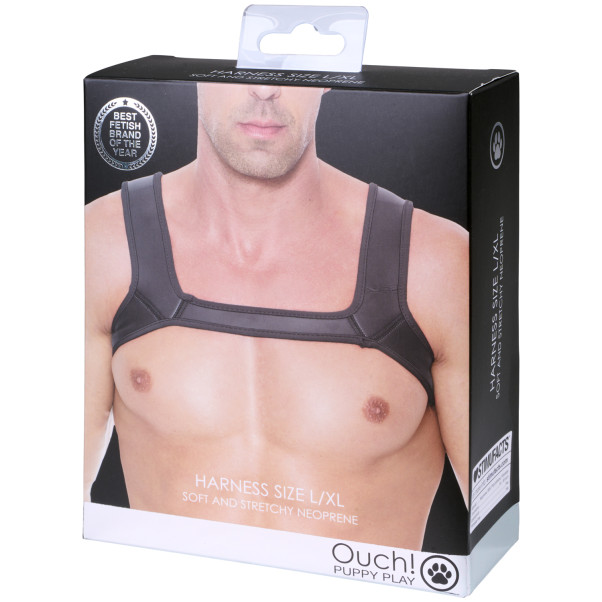 Ouch! Puppy Play Black Neopren Bröstharness Produktförpackning 90
