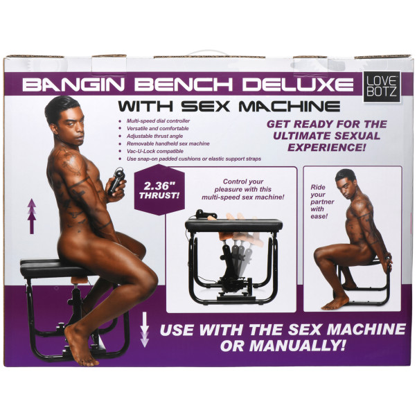 LoveBotz Banging Bench Deluxe med Sexmaskin Produktförpackning 90