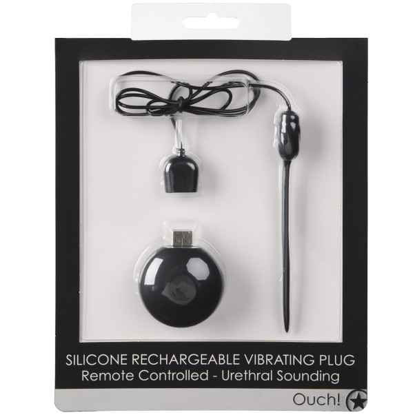 Ouch! Vibrerande Urethral Sound Plugg med Fjärrkontroll Produktförpackning 90
