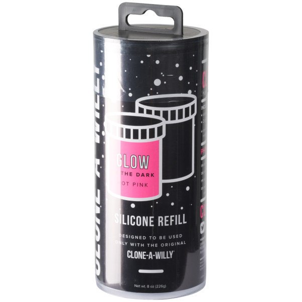 Clone-A-Willy Glow in The Dark Hot Pink Silikon Refill Produktförpackning 90