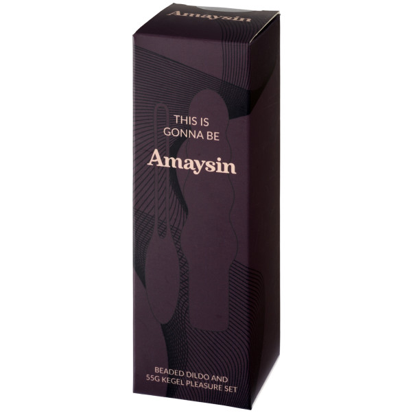 Amaysin Pleasure Set med Beaded Dildo och Knipkula 55g Produktförpackning 90