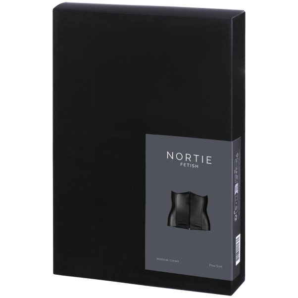 NORTIE Fetish Wetlook Korsett Plus-Size Produktförpackning 90