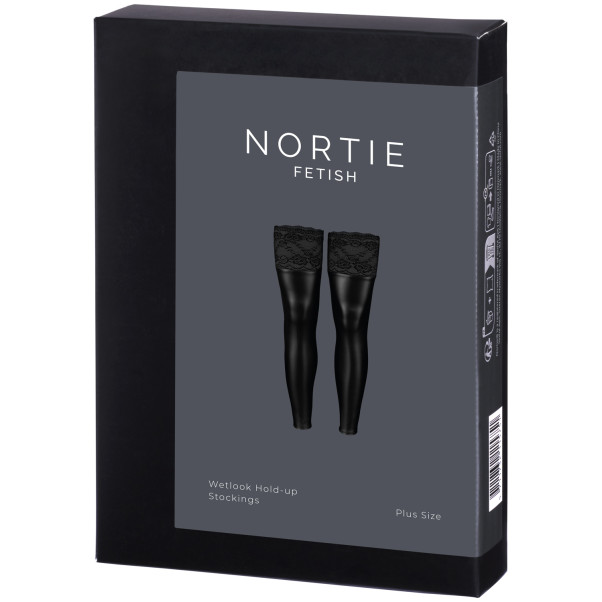 NORTIE Fetish Wetlook Stay-ups Plus-Size Produktförpackning 90
