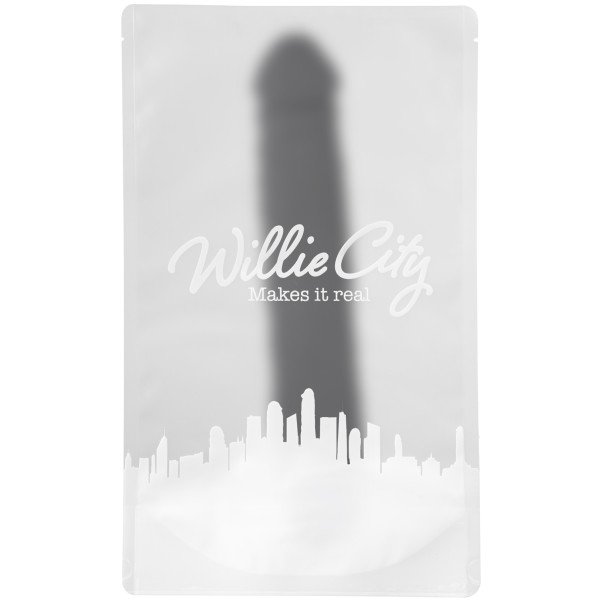 Willie City Luxe Realistisk Silikondildo Vibrator 21,5 cm Produktförpackning 90