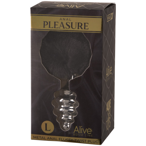 Alive BDSM Line Metal Black Fluffy Twist Analplugg L Produktförpackning 90
