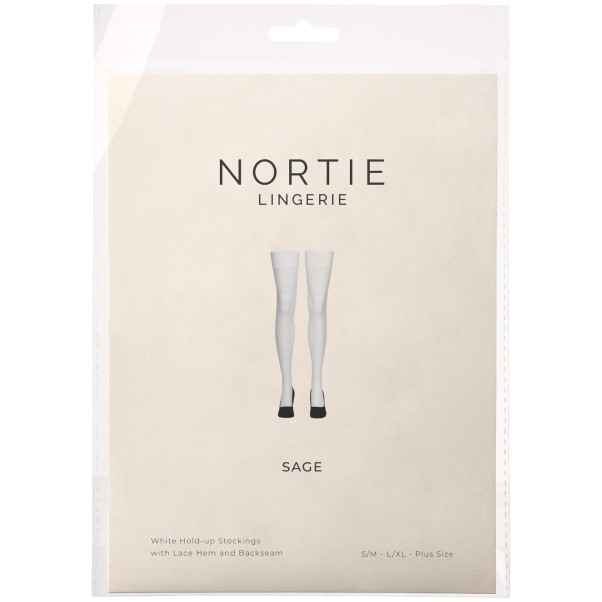 NORTIE Sage VIta Stay-ups med Spetskant och Baksöm Plus-Size Produktförpackning 90