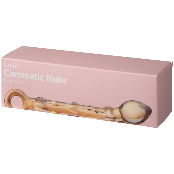 Sinful Chromatic Nubs Glasdildo Produktförpackning 90