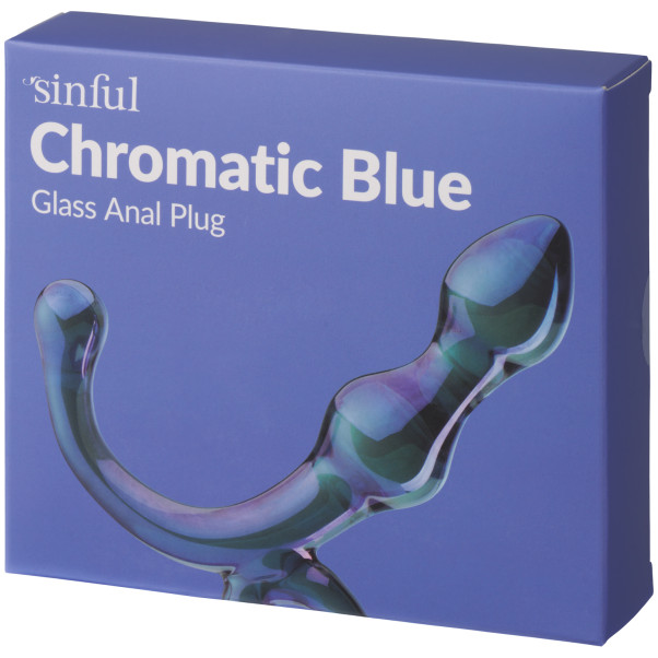 Sinful Chromatic Blue Glas Analplugg Produktförpackning 90