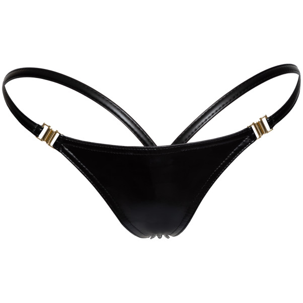 Noir Handmade Powerwetlook Stringtrosa med Guldspänne Produktbild 4