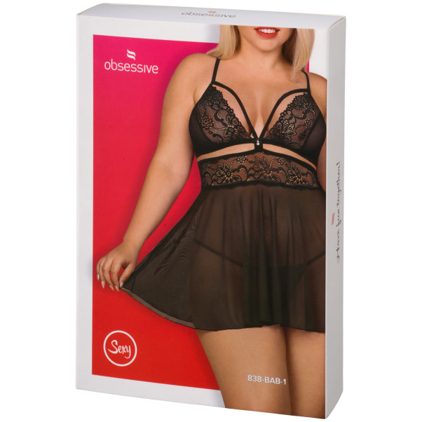 Obsessive Black Babydoll Set Plus-Size Produktförpackning 90