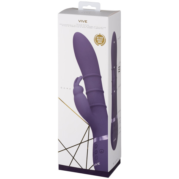 Vive Sora G-punkts Rabbitvibrator med Thrusting Ringar Produktförpackning 90