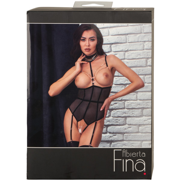 Abierta Fina Mesh Korsett med Kedjor Produktförpackning 90