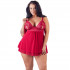 Cottelli Babydoll i Spets Plus Size Röd  1