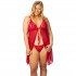 Nortie Gro Lace Babydoll-set i Rött Plus Size Produktbild 1