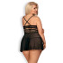 Obsessive Black Babydoll Set Plus-Size Produktbild på modell 2